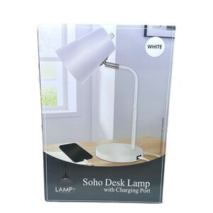 LAMPz SoHo Desk Lamp with Charging Port - White - 16.7” x 6”